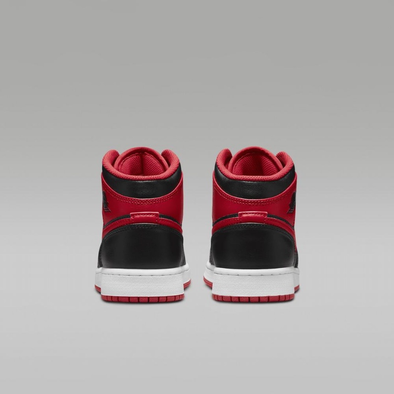 Nike Air Jordan 1 Mid Schoenen Kinderen Zwart Rood Nederland | 540319-QYU