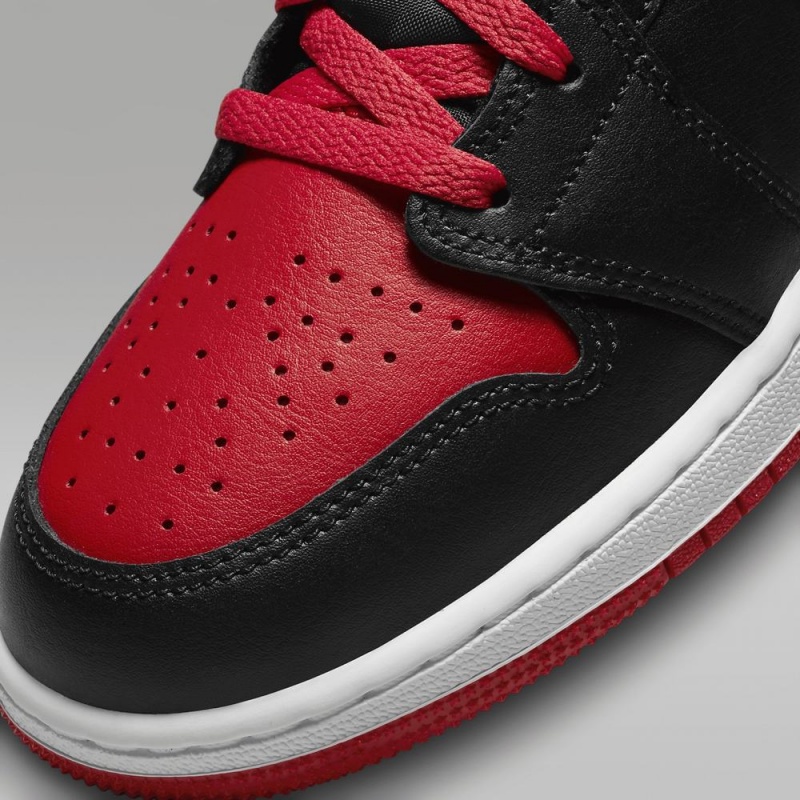 Nike Air Jordan 1 Mid Schoenen Kinderen Zwart Rood Nederland | 540319-QYU