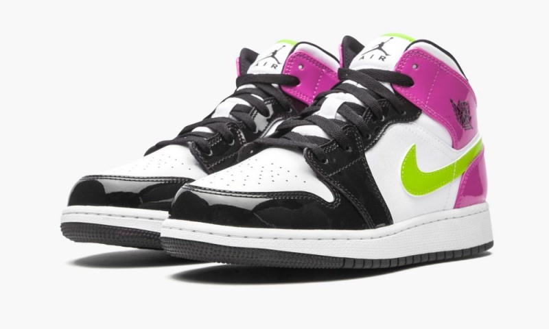Nike Air Jordan 1 Mid Schoenen Kinderen Roze Zwart Wit Nederland | 296473-OJC