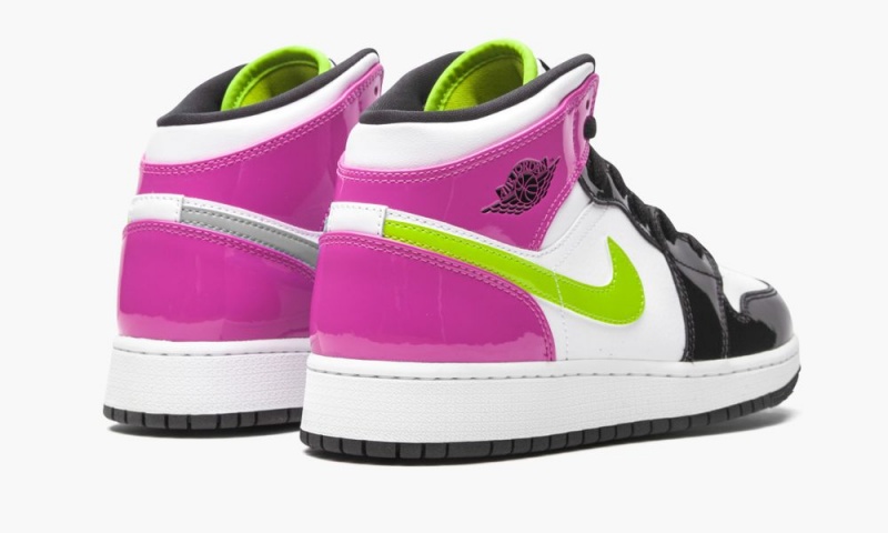 Nike Air Jordan 1 Mid Schoenen Kinderen Roze Zwart Wit Nederland | 296473-OJC