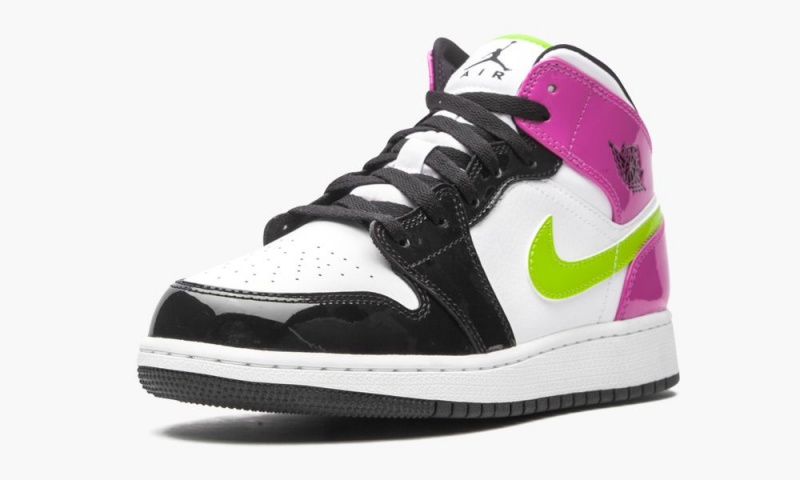 Nike Air Jordan 1 Mid Schoenen Kinderen Roze Zwart Wit Nederland | 296473-OJC