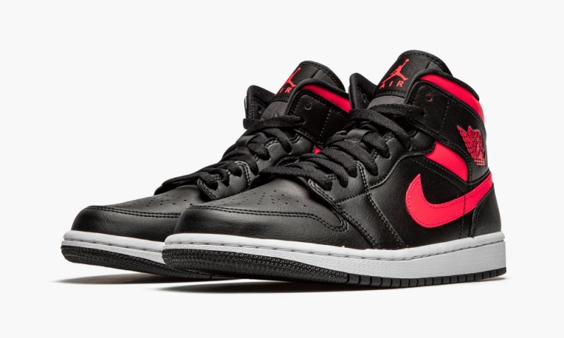 Nike Air Jordan 1 Mid 'Siren Red' Schoenen Dames Zwart Rood Wit Nederland | 795146-HBU