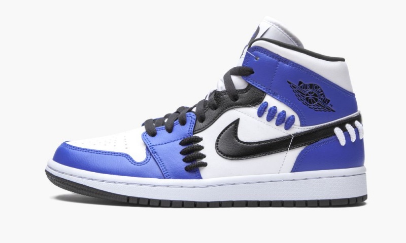 Nike Air Jordan 1 Mid \'Sisterhood - Game Royal\' Schoenen Dames Koningsblauw Zwart Wit Nederland | 086279-DLS