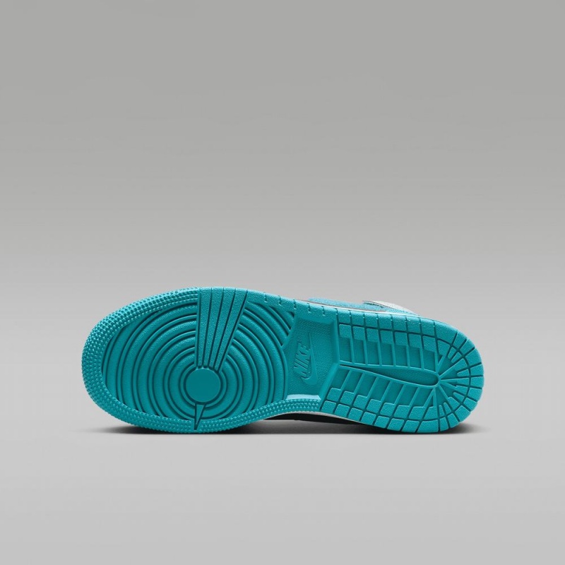 Nike Air Jordan 1 Mid Sneaker School Schoenen Kinderen Donkergrijs Turquoise Blauw Nederland | 895243-PGE