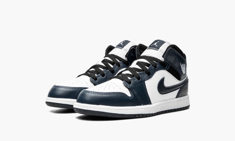 Nike Air Jordan 1 Mid TD 'Armory Navy' Schoenen Kinderen Donkerblauw Wit Zwart Nederland | 098372-EZS