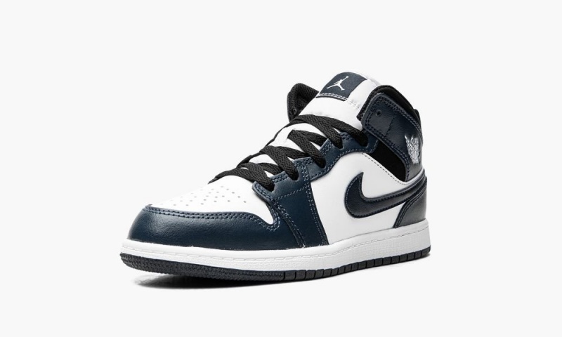 Nike Air Jordan 1 Mid TD 'Armory Navy' Schoenen Kinderen Donkerblauw Wit Zwart Nederland | 098372-EZS