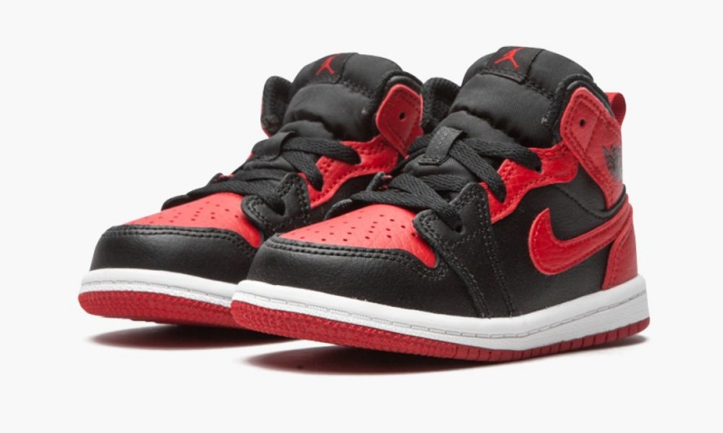 Nike Air Jordan 1 Mid TD 'Banned 2020' Schoenen Kinderen Zwart Rood Wit Nederland | 723106-BXE