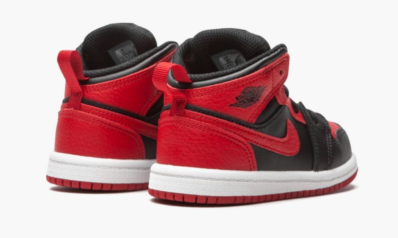 Nike Air Jordan 1 Mid TD 'Banned 2020' Schoenen Kinderen Zwart Rood Wit Nederland | 723106-BXE
