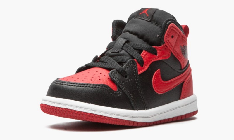 Nike Air Jordan 1 Mid TD 'Banned 2020' Schoenen Kinderen Zwart Rood Wit Nederland | 723106-BXE