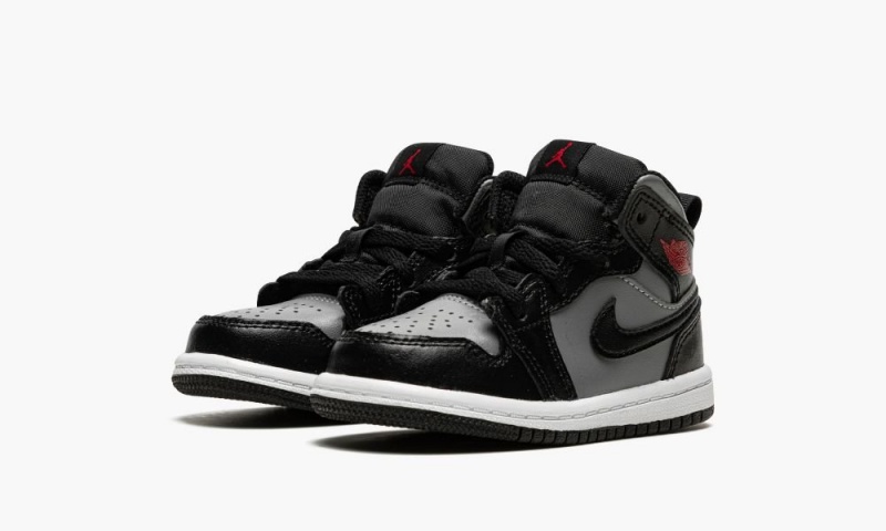 Nike Air Jordan 1 Mid (TD) Schoenen Kinderen Zwart Rood Grijs Nederland | 109782-XJP