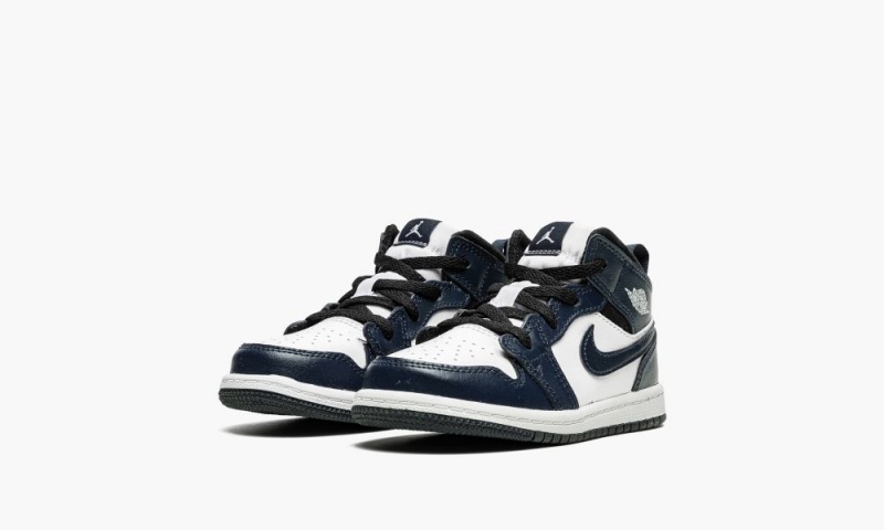 Nike Air Jordan 1 Mid TD Schoenen Kinderen Donkerblauw Wit Zwart Nederland | 647253-WKX