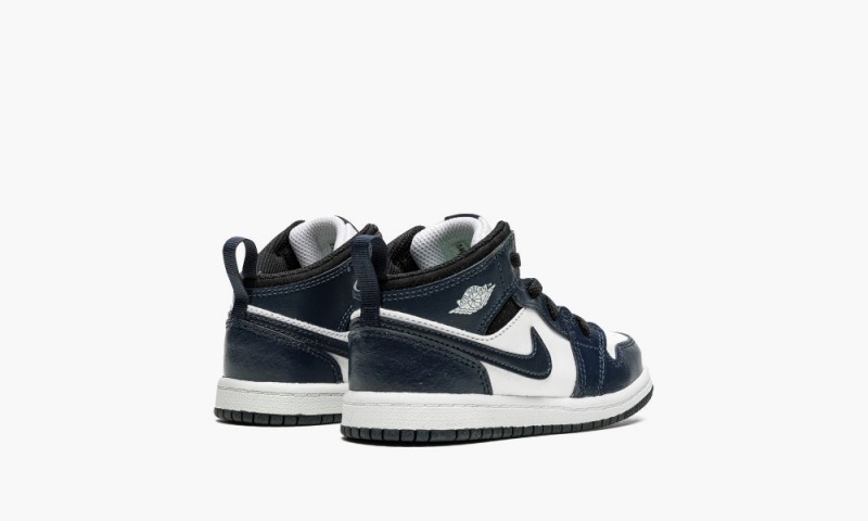 Nike Air Jordan 1 Mid TD Schoenen Kinderen Donkerblauw Wit Zwart Nederland | 647253-WKX