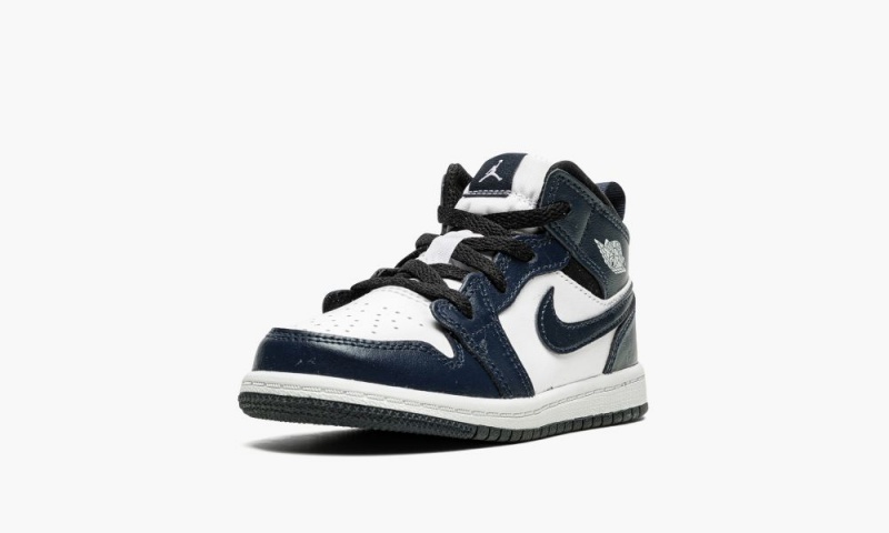 Nike Air Jordan 1 Mid TD Schoenen Kinderen Donkerblauw Wit Zwart Nederland | 647253-WKX