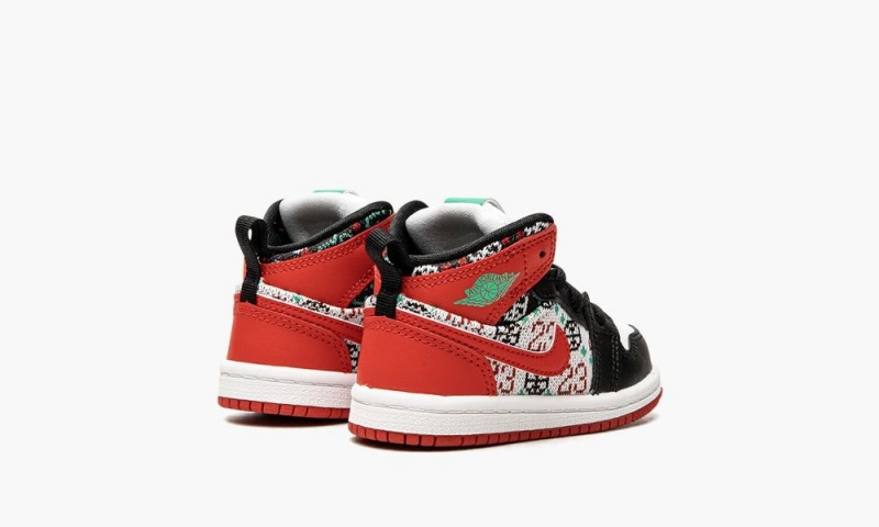 Nike Air Jordan 1 Mid TD 'Ugly Christmas Trui' Schoenen Kinderen Wit Rood Zwart Nederland | 849071-RMS