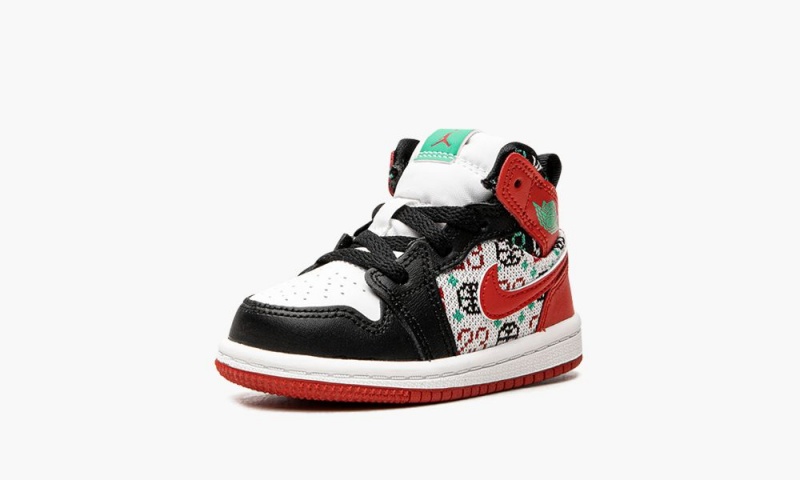 Nike Air Jordan 1 Mid TD 'Ugly Christmas Trui' Schoenen Kinderen Wit Rood Zwart Nederland | 849071-RMS