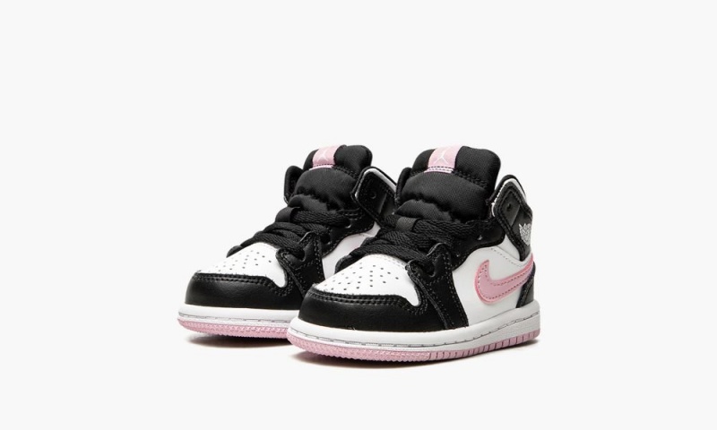 Nike Air Jordan 1 Mid TD 'White / Light Arctic Pink' Schoenen Kinderen Zwart Wit Nederland | 576084-UOQ