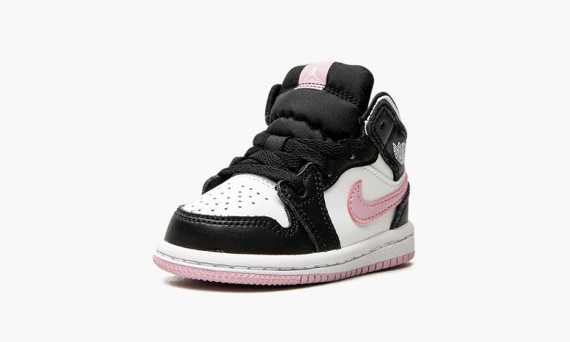 Nike Air Jordan 1 Mid TD 'White / Light Arctic Pink' Schoenen Kinderen Zwart Wit Nederland | 576084-UOQ