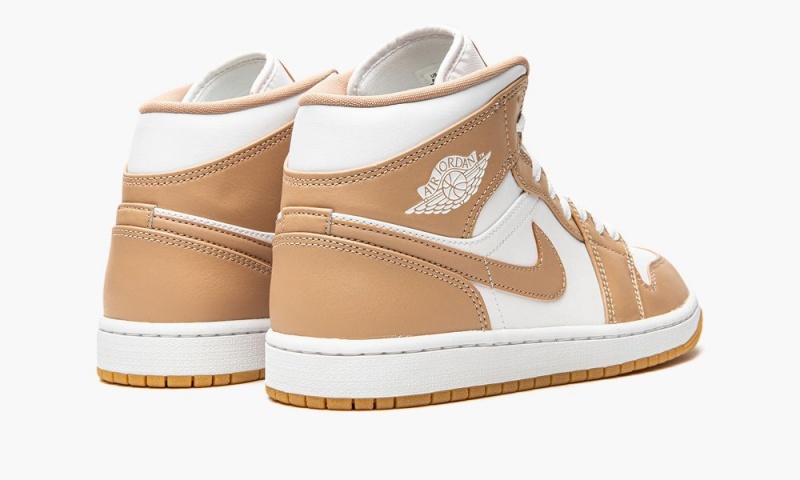 Nike Air Jordan 1 Mid 'Tan / Gum' Schoenen Heren Wit Geel Nederland | 792106-ATG