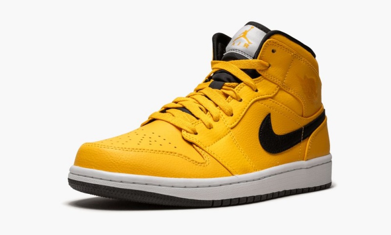 Nike Air Jordan 1 Mid 'Taxi Yellow' Schoenen Heren Goud Zwart Wit Nederland | 649537-VRU