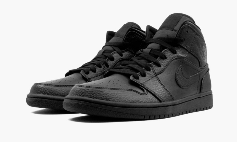Nike Air Jordan 1 Mid 'Triple Black' Schoenen Heren Zwart Nederland | 963278-AGY