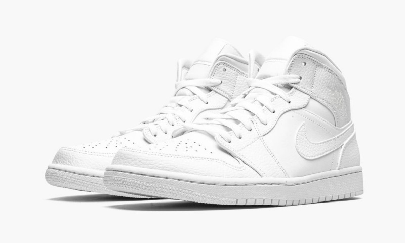 Nike Air Jordan 1 Mid 'Triple White' Schoenen Heren Wit Nederland | 135078-KYQ