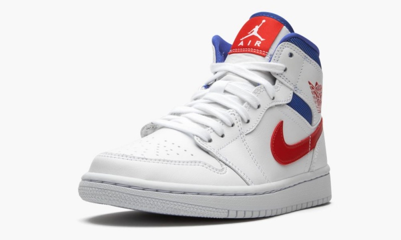 Nike Air Jordan 1 Mid 'USA' Schoenen Dames Wit Rood Nederland | 730852-YRV