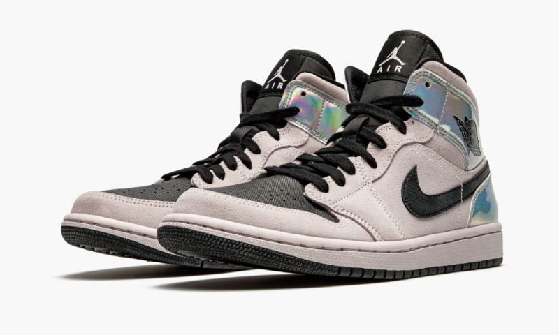Nike Air Jordan 1 Mid W 'Iridescent' Schoenen Dames Roze Zwart Gekleurd Nederland | 970618-RKC
