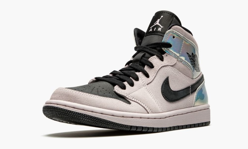 Nike Air Jordan 1 Mid W 'Iridescent' Schoenen Dames Roze Zwart Gekleurd Nederland | 970618-RKC