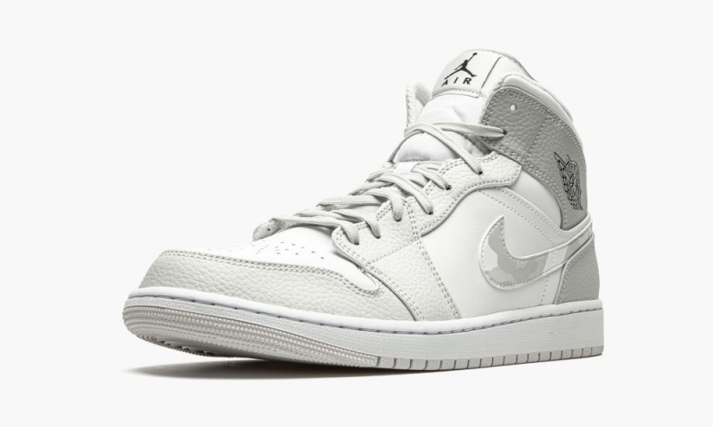 Nike Air Jordan 1 Mid 'White Camo' Schoenen Heren Wit Grijs Nederland | 596270-QFP