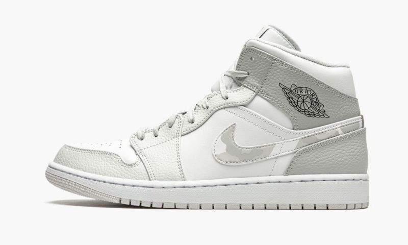 Nike Air Jordan 1 Mid \'White Camo\' Schoenen Heren Wit Grijs Nederland | 596270-QFP