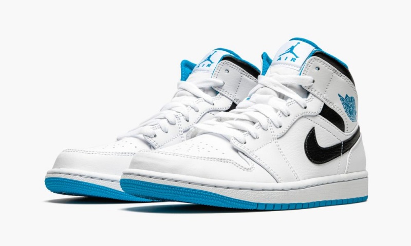Nike Air Jordan 1 Mid 'White / Laser Blue' Schoenen Heren Wit Blauw Zwart Nederland | 628079-GHA