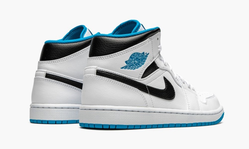 Nike Air Jordan 1 Mid 'White / Laser Blue' Schoenen Heren Wit Blauw Zwart Nederland | 628079-GHA