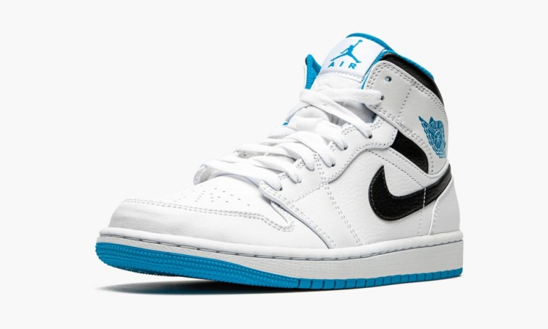 Nike Air Jordan 1 Mid 'White / Laser Blue' Schoenen Heren Wit Blauw Zwart Nederland | 628079-GHA