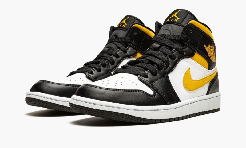 Nike Air Jordan 1 Mid 'White / Pollen / Black' Schoenen Heren Wit Zwart Nederland | 307294-RJL