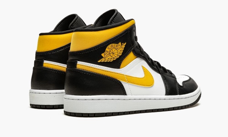 Nike Air Jordan 1 Mid 'White / Pollen / Black' Schoenen Heren Wit Zwart Nederland | 307294-RJL