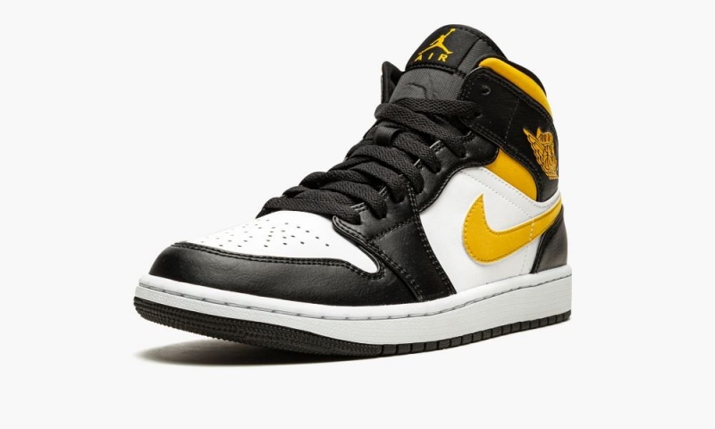 Nike Air Jordan 1 Mid 'White / Pollen / Black' Schoenen Heren Wit Zwart Nederland | 307294-RJL