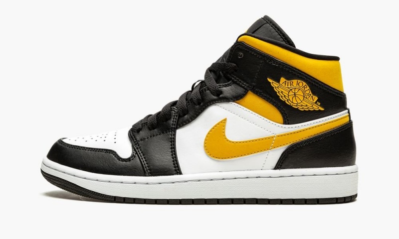 Nike Air Jordan 1 Mid \'White / Pollen / Black\' Schoenen Heren Wit Zwart Nederland | 307294-RJL