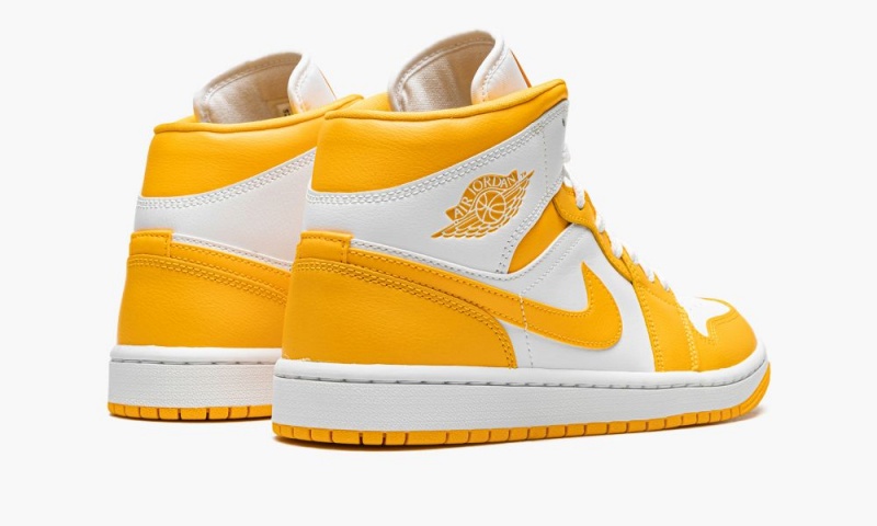 Nike Air Jordan 1 Mid 'White / University Gold' Schoenen Dames Wit Goud Nederland | 942510-QAV