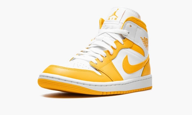 Nike Air Jordan 1 Mid 'White / University Gold' Schoenen Dames Wit Goud Nederland | 942510-QAV