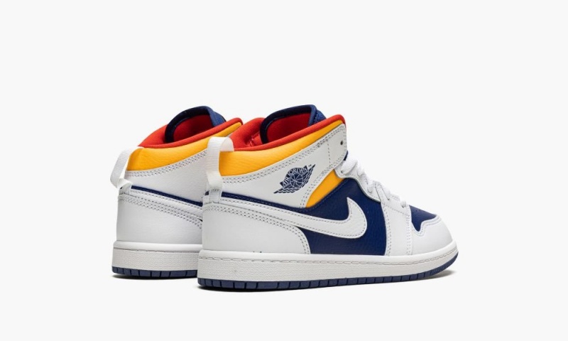 Nike Air Jordan 1 Mid 'hite Deep Royal Blue' Schoenen Kinderen Wit Oranje Nederland | 325768-IHV