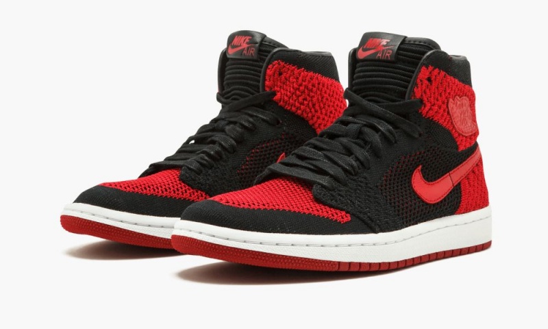 Nike Air Jordan 1 Ret Hi Flyknit BG Schoenen Kinderen Zwart Rood Wit Nederland | 567480-WGR