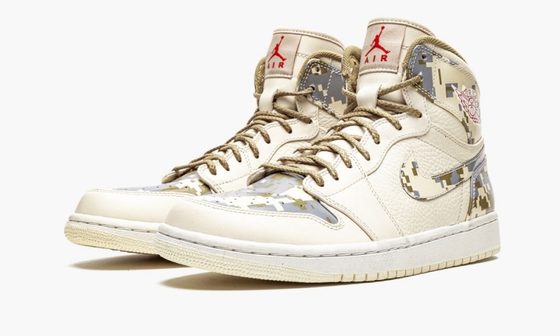 Nike Air Jordan 1 Retro 'Digi-Camo' Schoenen Heren Beige Rood Camo Zilver Nederland | 329517-ITG