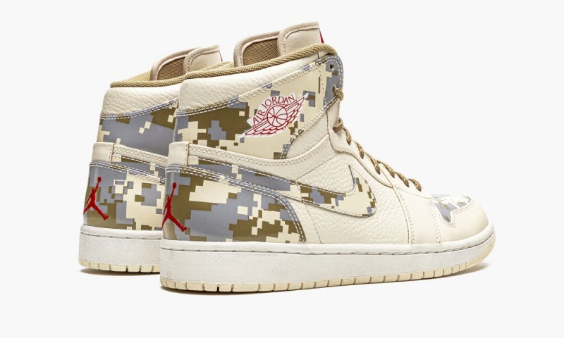 Nike Air Jordan 1 Retro 'Digi-Camo' Schoenen Heren Beige Rood Camo Zilver Nederland | 329517-ITG