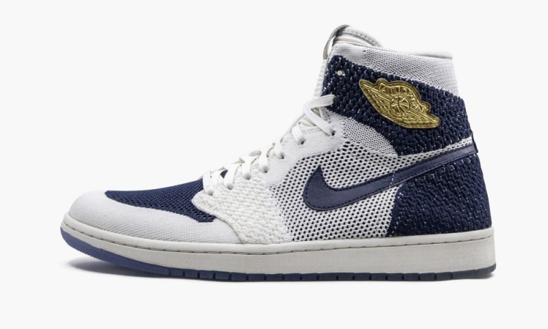 Nike Air Jordan 1 Retro HI Flyknit \'Derek Jeter - RE2PECT\' Schoenen Heren Donkerblauw Metal Nederland | 095487-QPA