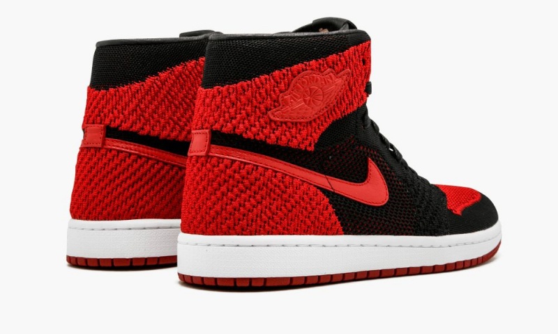 Nike Air Jordan 1 Retro HI Flyknit Schoenen Heren Zwart Rood Wit Nederland | 958210-ZDP