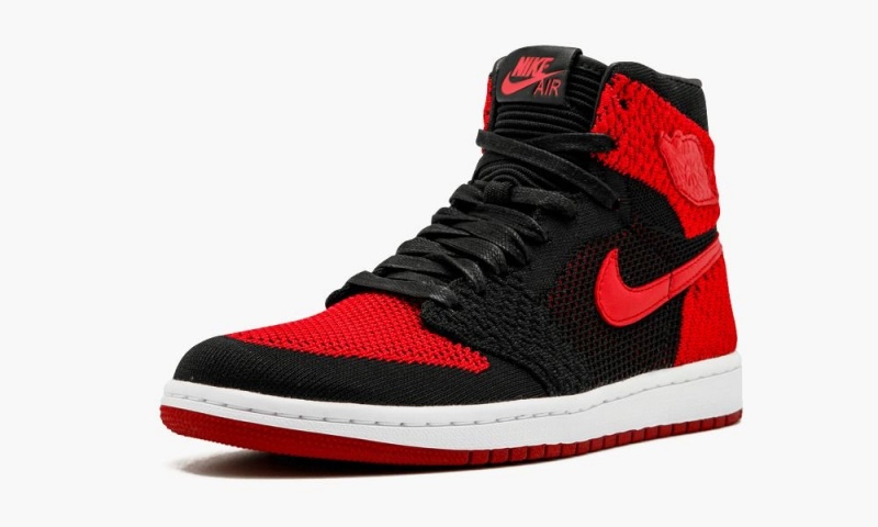 Nike Air Jordan 1 Retro HI Flyknit Schoenen Heren Zwart Rood Wit Nederland | 958210-ZDP