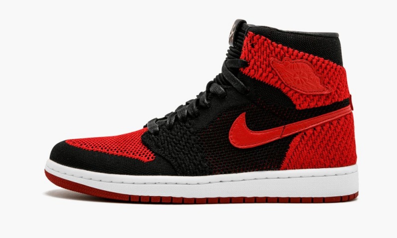 Nike Air Jordan 1 Retro HI Flyknit Schoenen Heren Zwart Rood Wit Nederland | 958210-ZDP