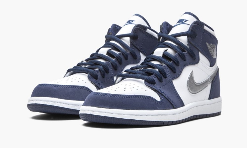 Nike Air Jordan 1 Retro High Co.Jp PS 'Midnight Navy' Schoenen Kinderen Wit Metal Zilver Nederland | 210458-QXB