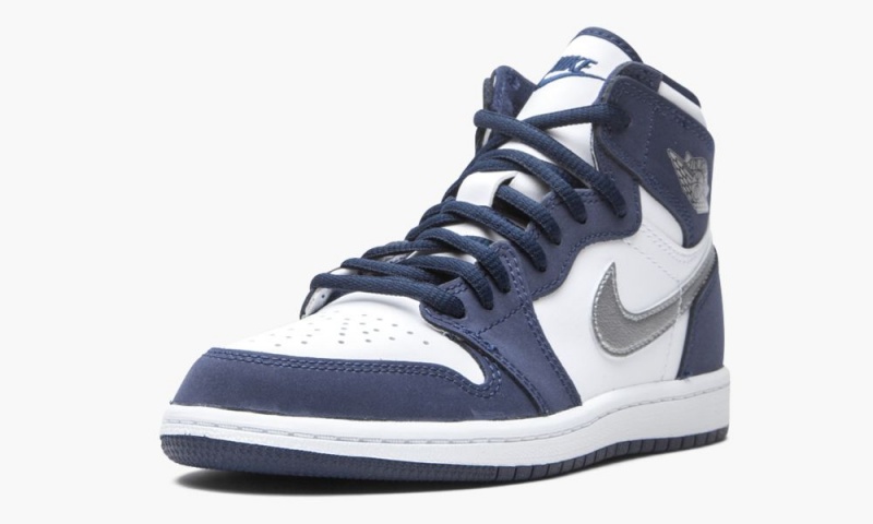 Nike Air Jordan 1 Retro High Co.Jp PS 'Midnight Navy' Schoenen Kinderen Wit Metal Zilver Nederland | 210458-QXB