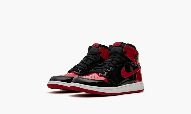 Nike Air Jordan 1 Retro High GS 'Lak Bred' Schoenen Kinderen Zwart Rood Wit Nederland | 396587-ZCM
